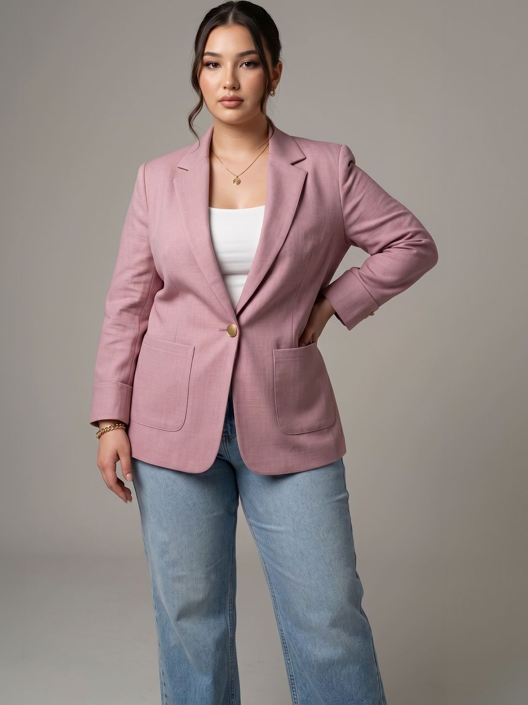 THE FASHION HUB Notched Lapel Single-Breasted Casual Blazers-picture-35