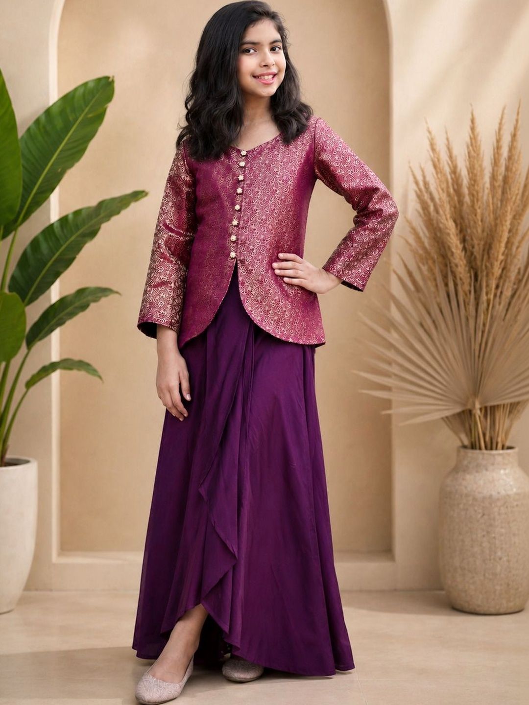 Sangria Girls Ethnic Motifs Regular Kurta-image-16