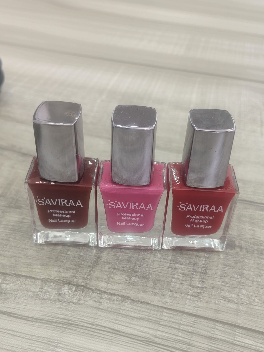 SAVIRAA Set Of 3 Nail Lacquer - 10 ml Each - Crimson Red-Candy Pink - Cherry Red-picture-58