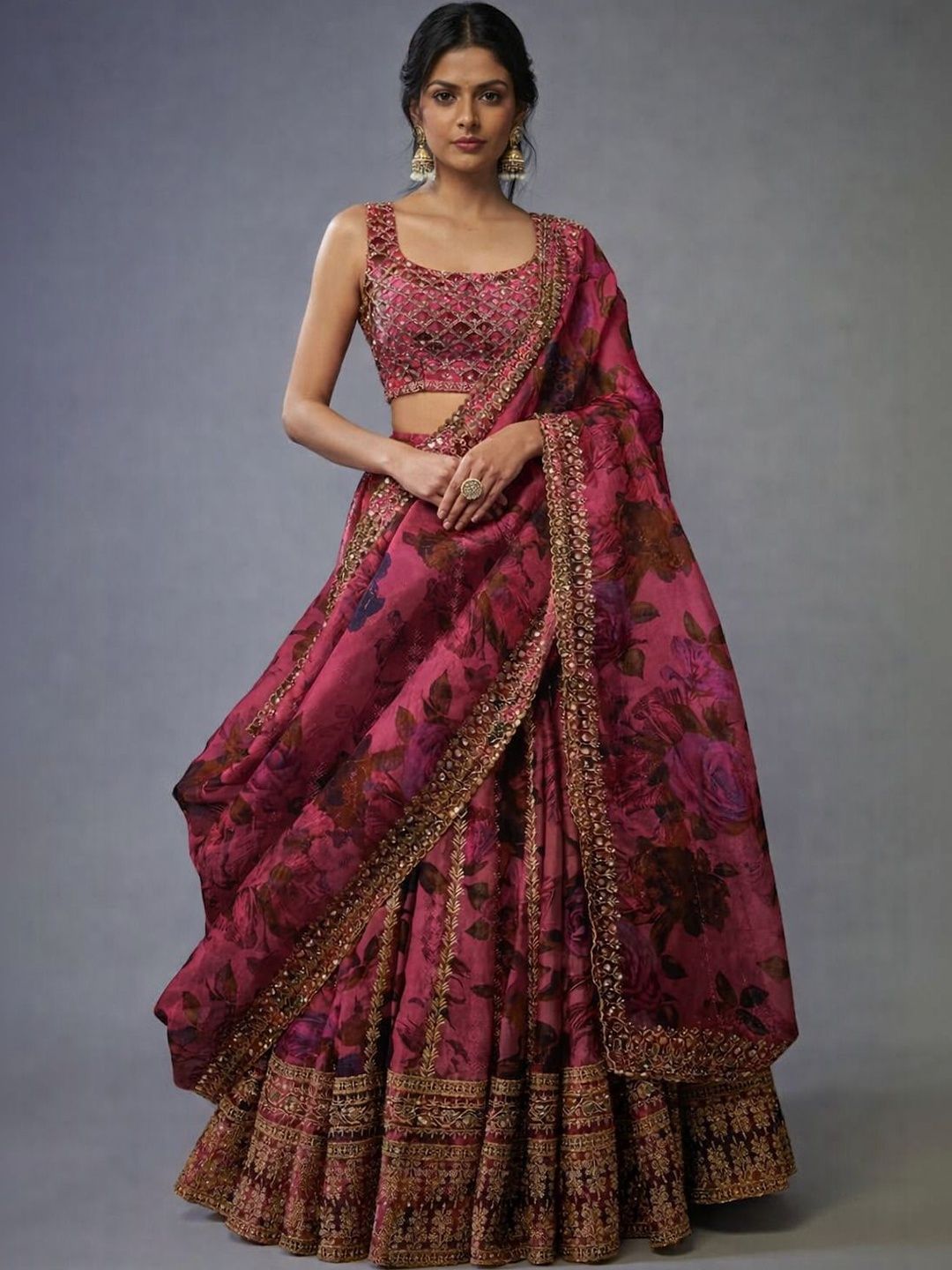 KRYSAL Embellished Sequinned Semi-Stitched Lehenga & Blouse With Dupatta-picture-3