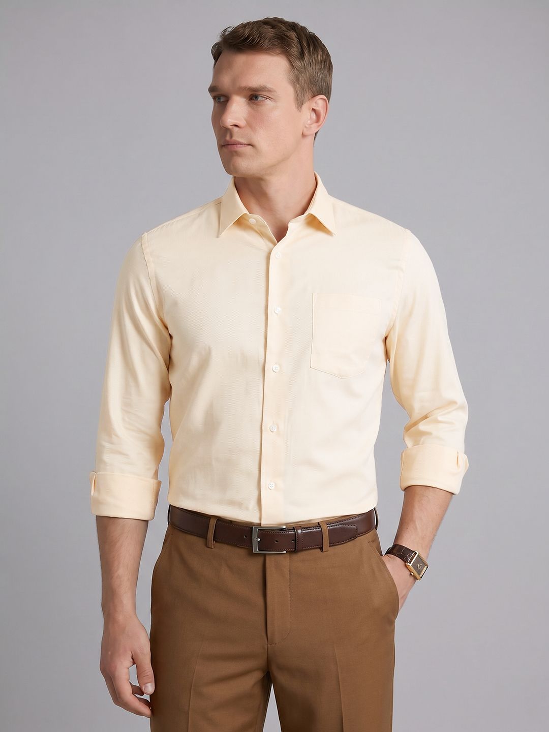 Blackberrys Slim Fit Self Design Textured Pure Cotton Formal Shirt-picture-32