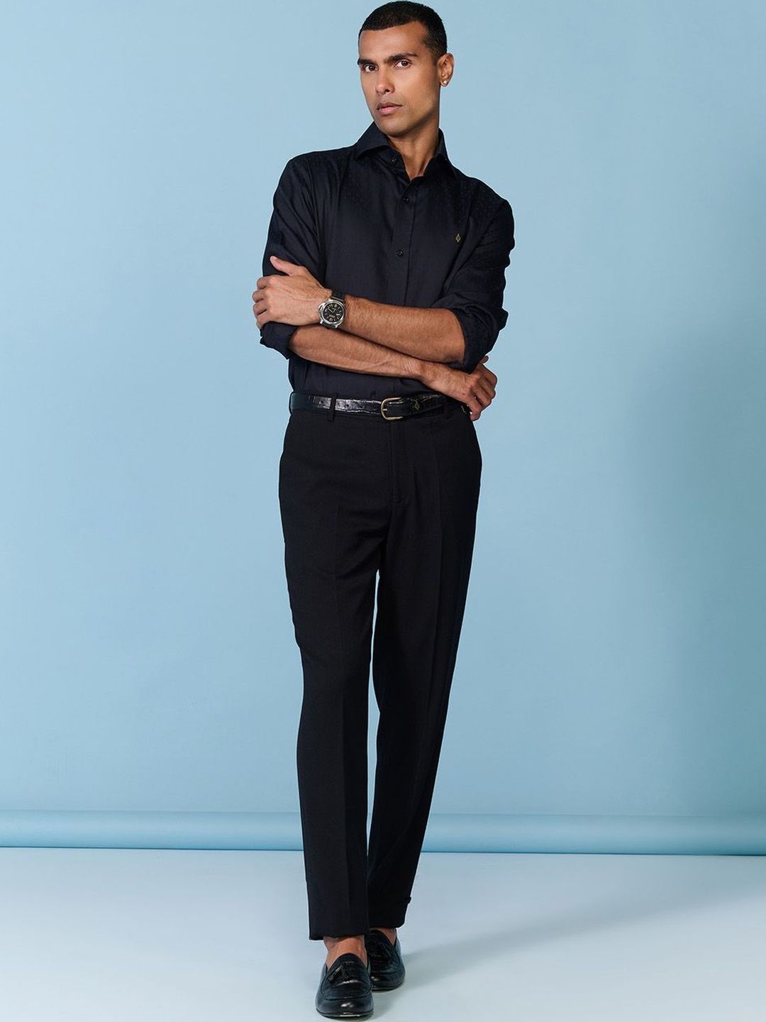 S&N by Shantnu Nikhil Men Tailored Slim Fit Trousers-picture-44