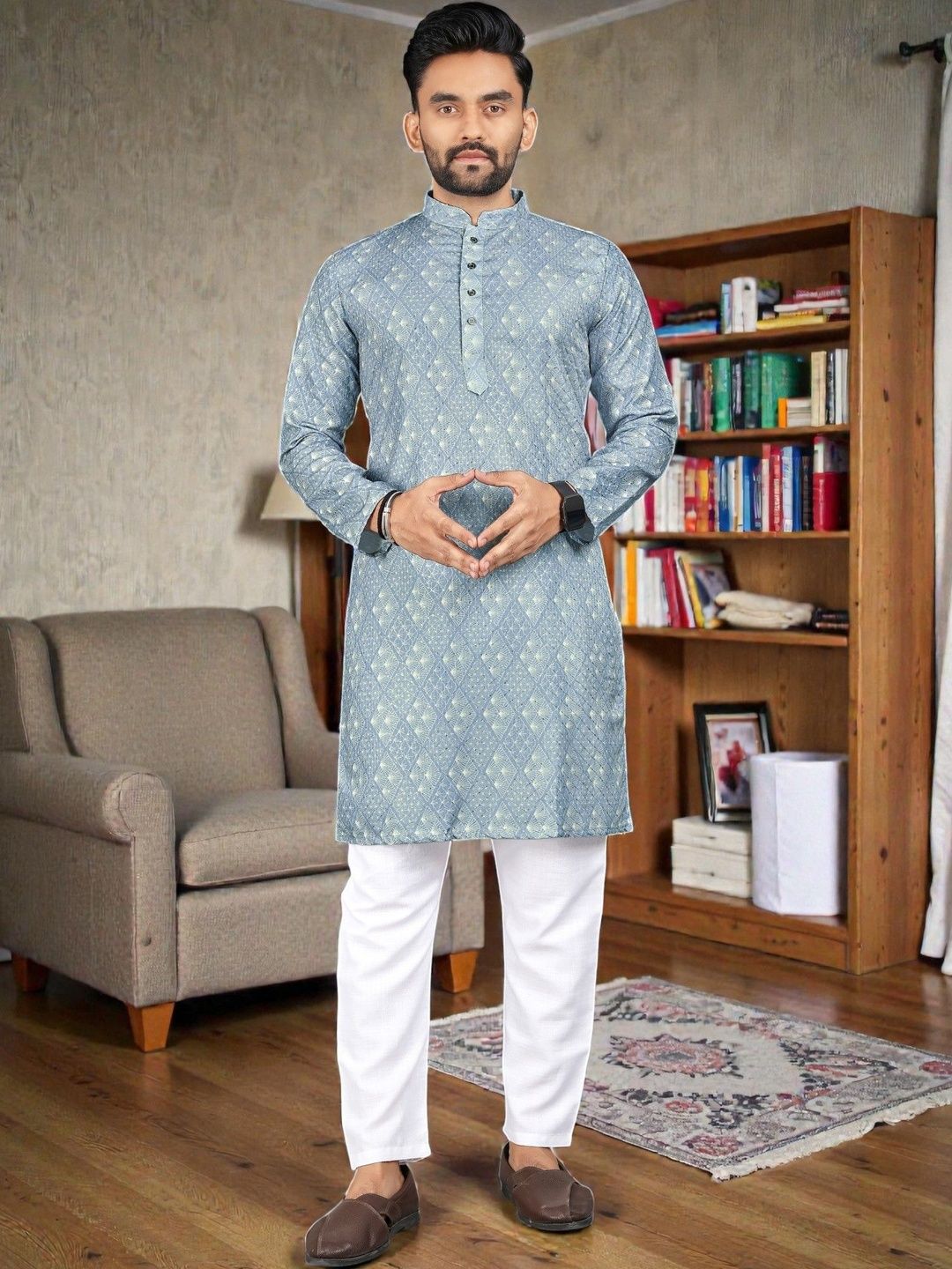 WELL TEX Men Geometric Printed Kurta-picture-45