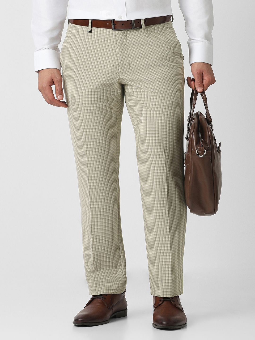 Van Heusen Men Checked Slim Slim Fit Formal Trousers-picture-57