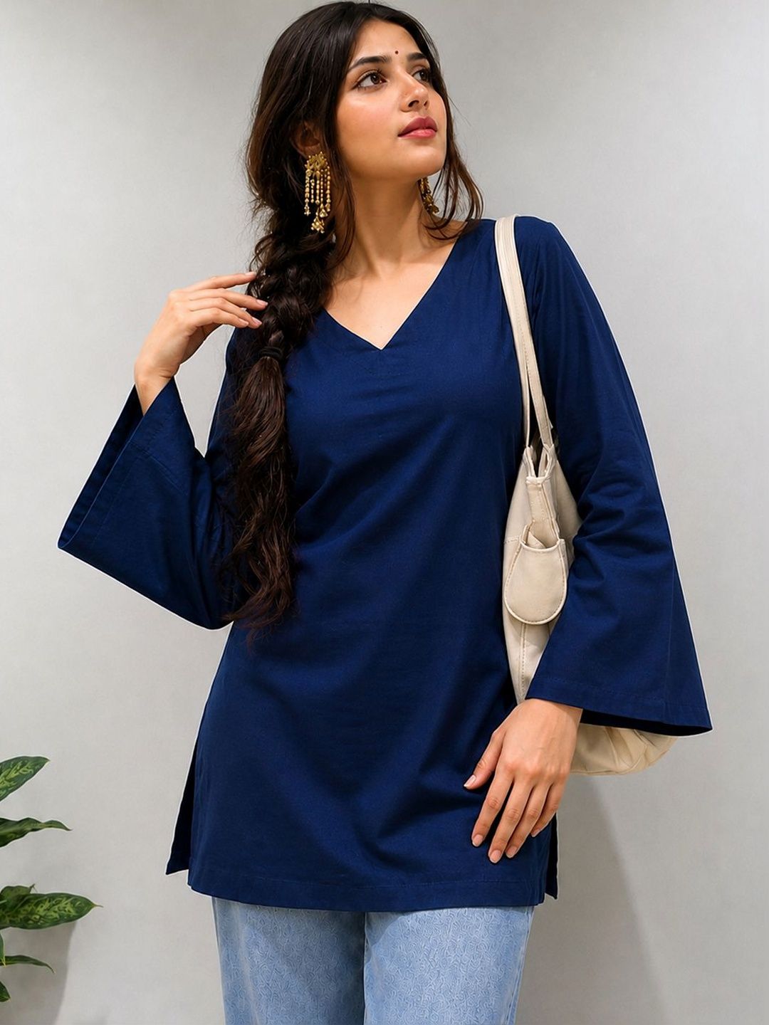 Anouk V-Neck Flared Sleeves Kurti-picture-13