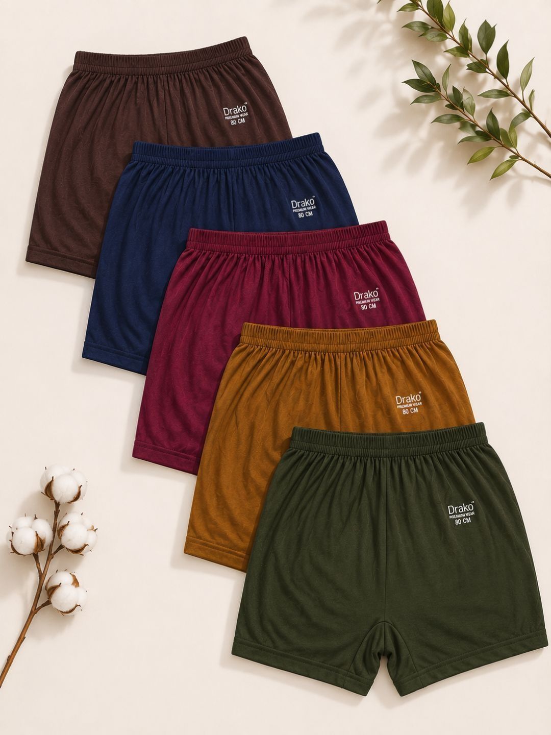 DRAKO DRAKO Boys Pack Of 5 Mid-Rise Anti Bacterial Cotton Boyshorts Briefs
