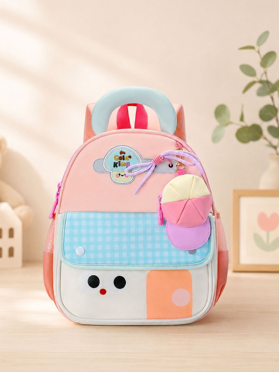 YK Unisex Kids Colourblocked Applique Backpack-picture-19