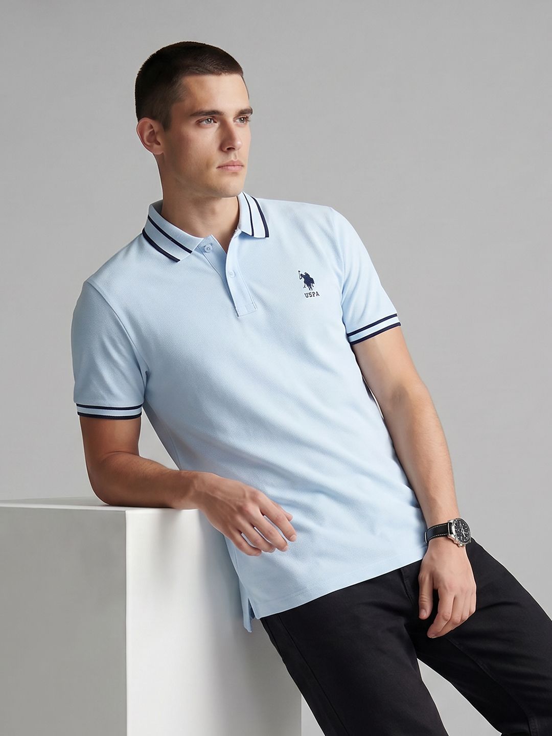 U.S. Polo Assn. Polo Collar Embroidered Pure Cotton T-shirt-image-13