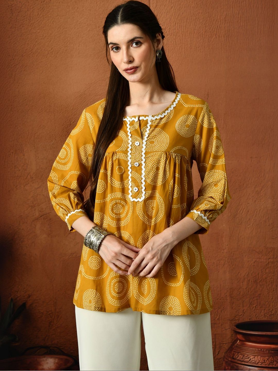 KALINI Geometric Print Cotton Top-picture-58