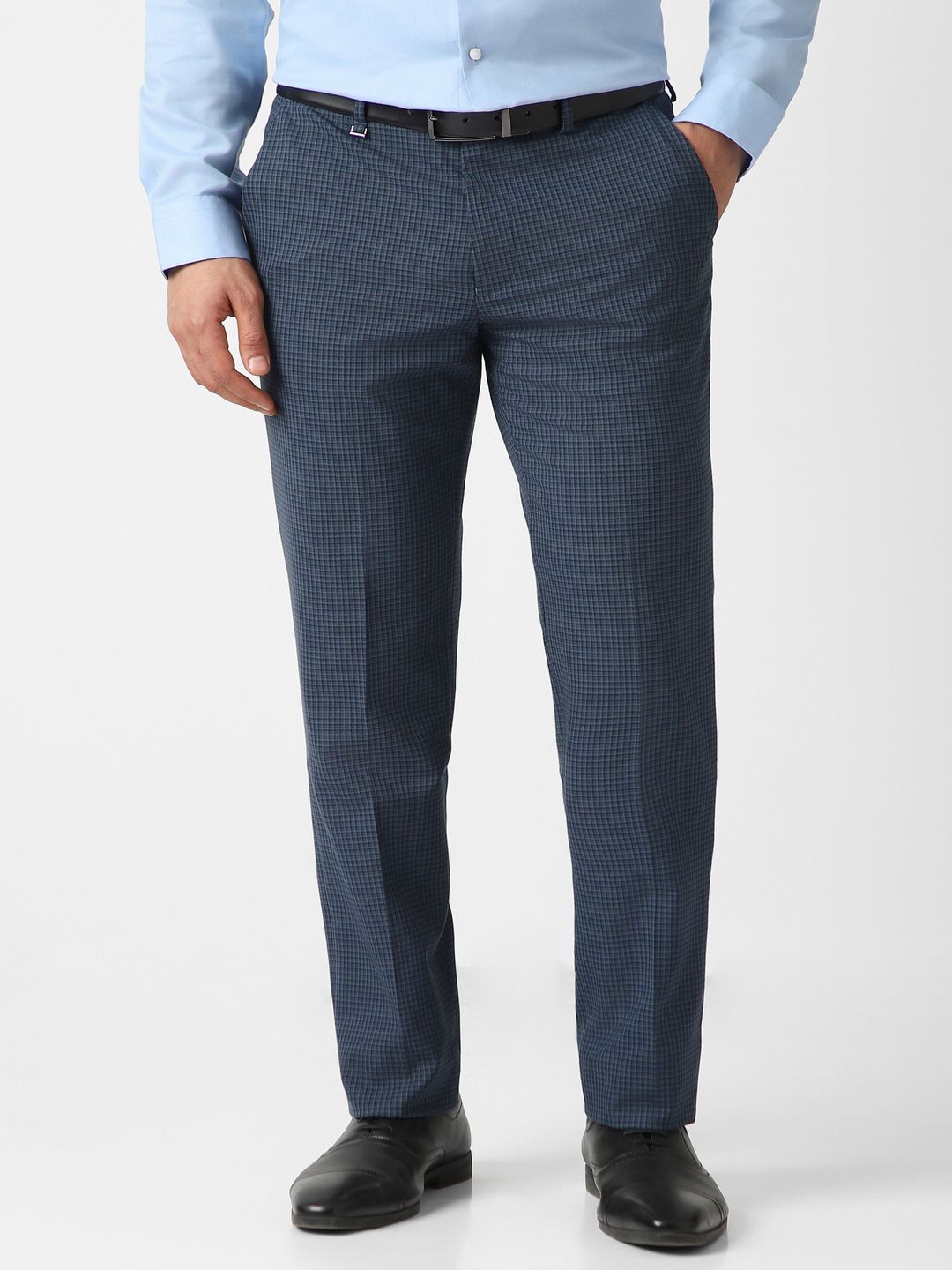 Van Heusen Men Checked Slim Fit Formal Trousers-picture-20