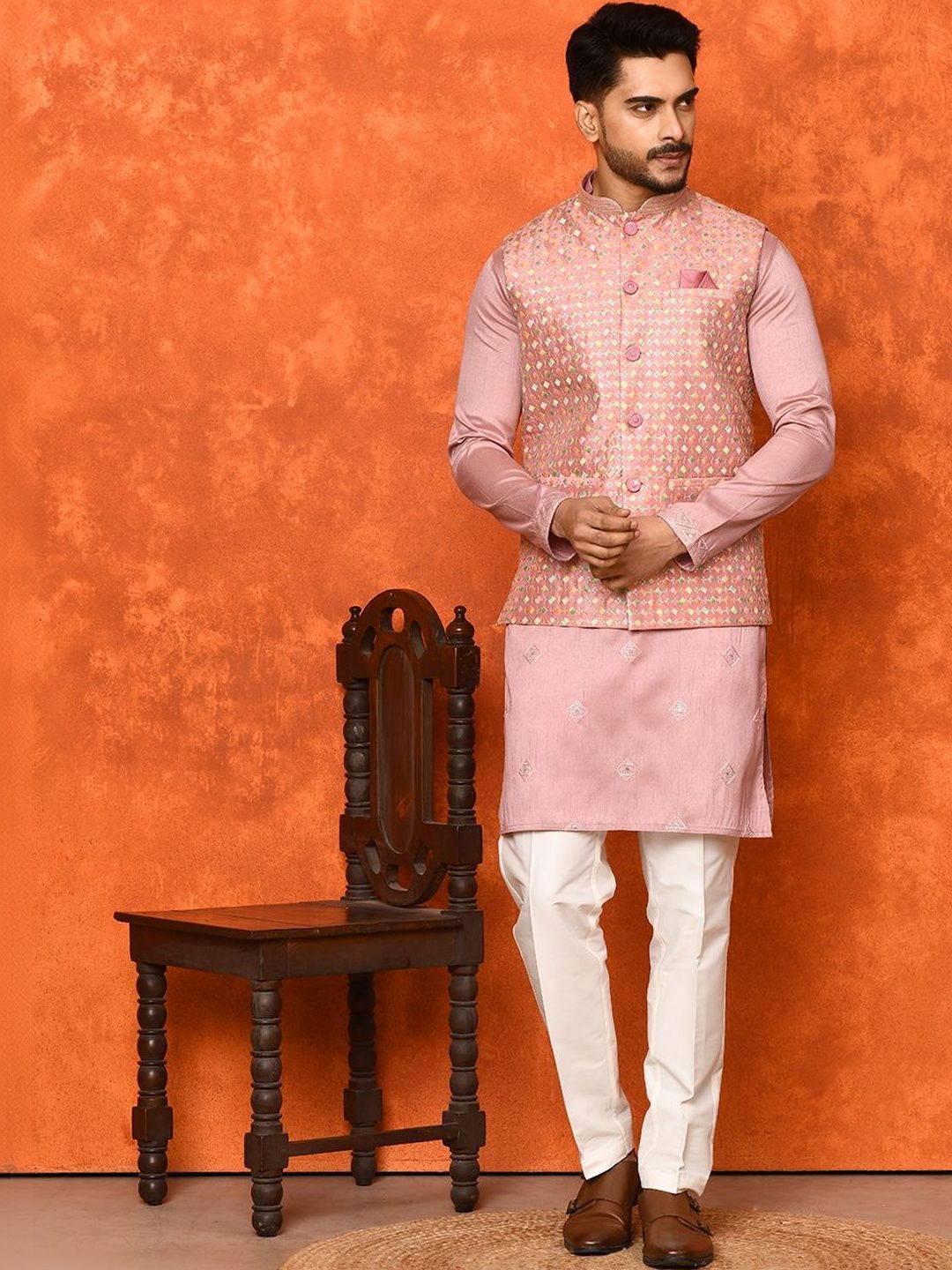 WANAS Men Jacquard Mandarin Collar Nehru Jacket-picture-14