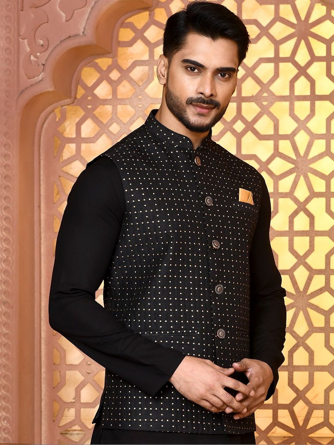 WANAS Men Jacquard Mandarin Collar Nehru Jacket-picture-49