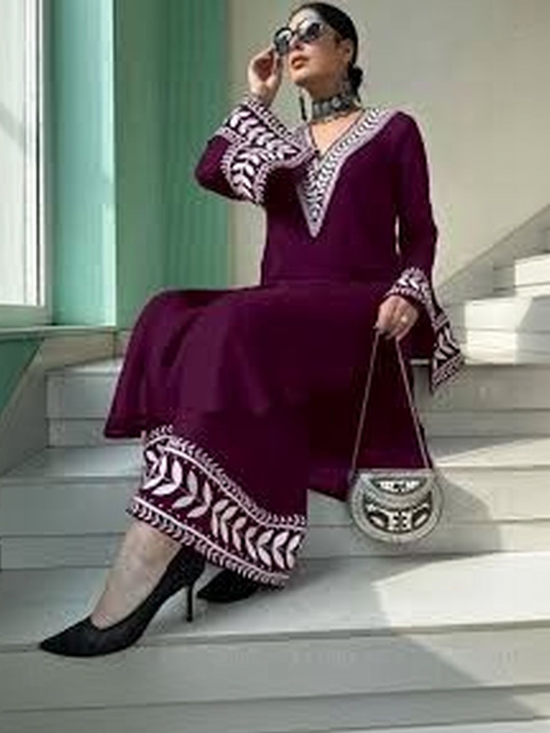 Moda Rapido Women Ethnic Motifs Embroidered Regular Thread Work Kurta with Trousers-picture-37