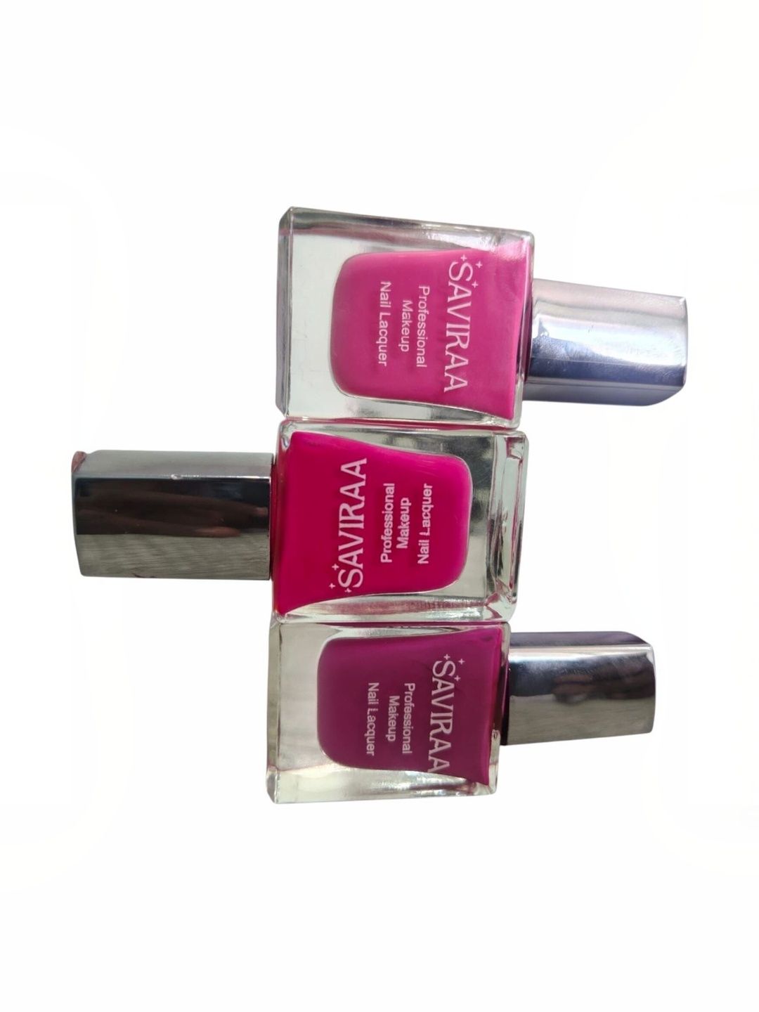 SAVIRAA Set Of 3 Nail Lacquer - 10 ml Each - Bright classic Bubblegum pink - Peony Pink-picture-52