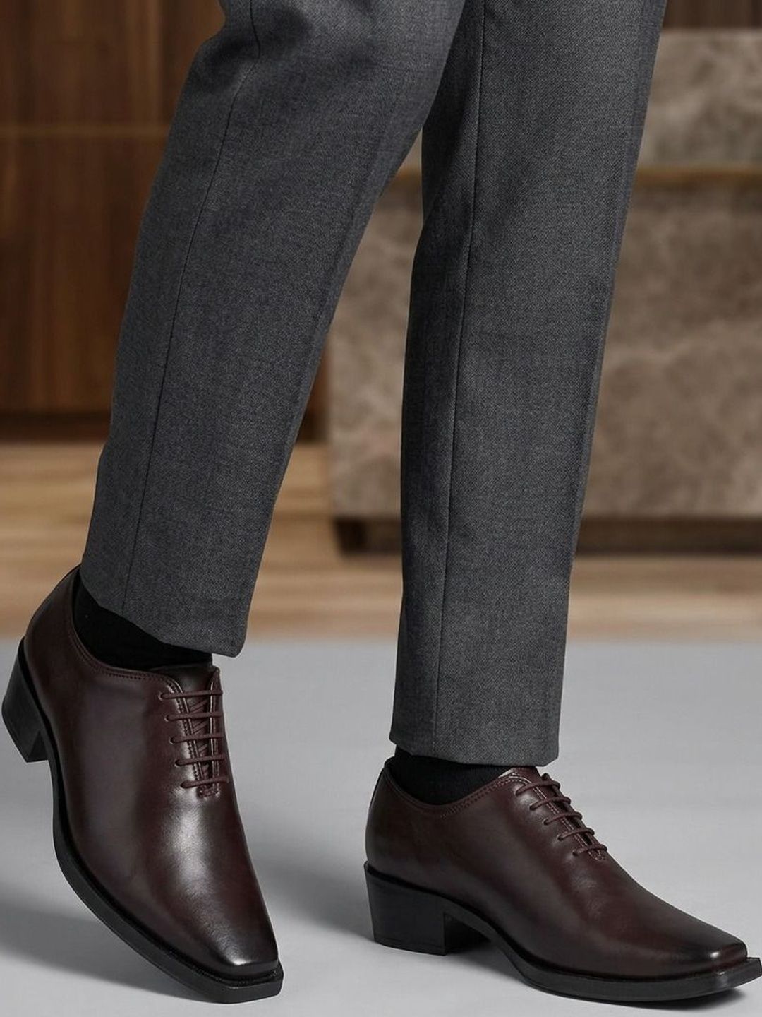 HERE&NOW Men Square Toe Lace-Ups Formal Oxfords-image-6