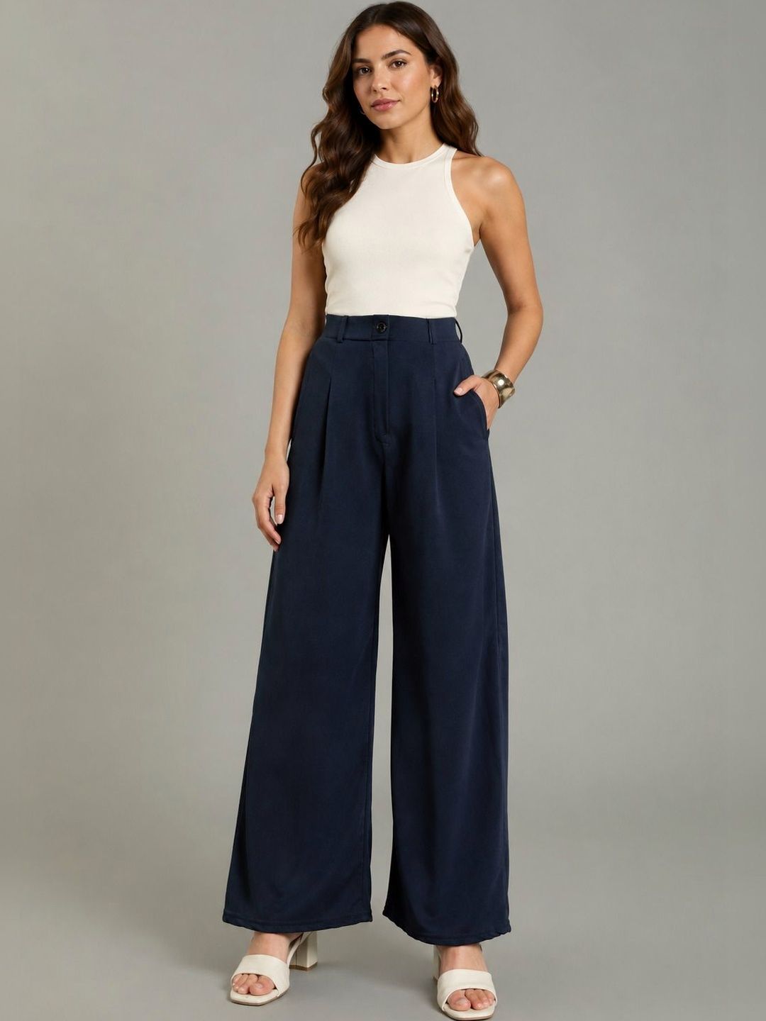 Moda Rapido Women Relaxed Easy Wash Pleated Trousers-picture-33