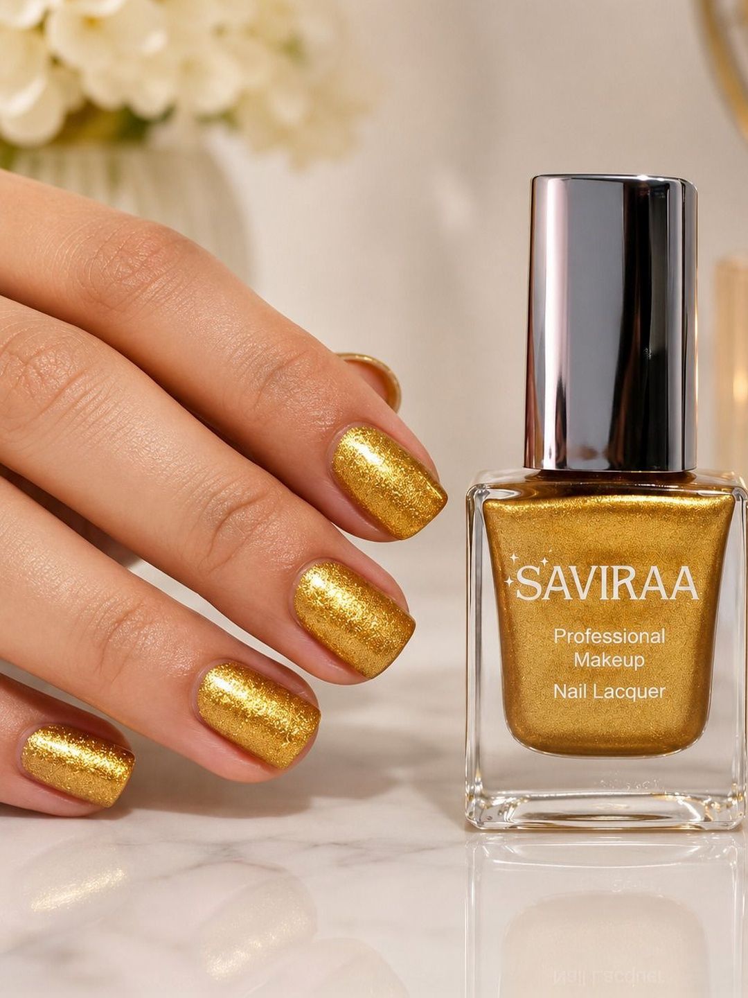 SAVIRAA Long Lasting Nail Polish - 10 ml - Gold-picture-26