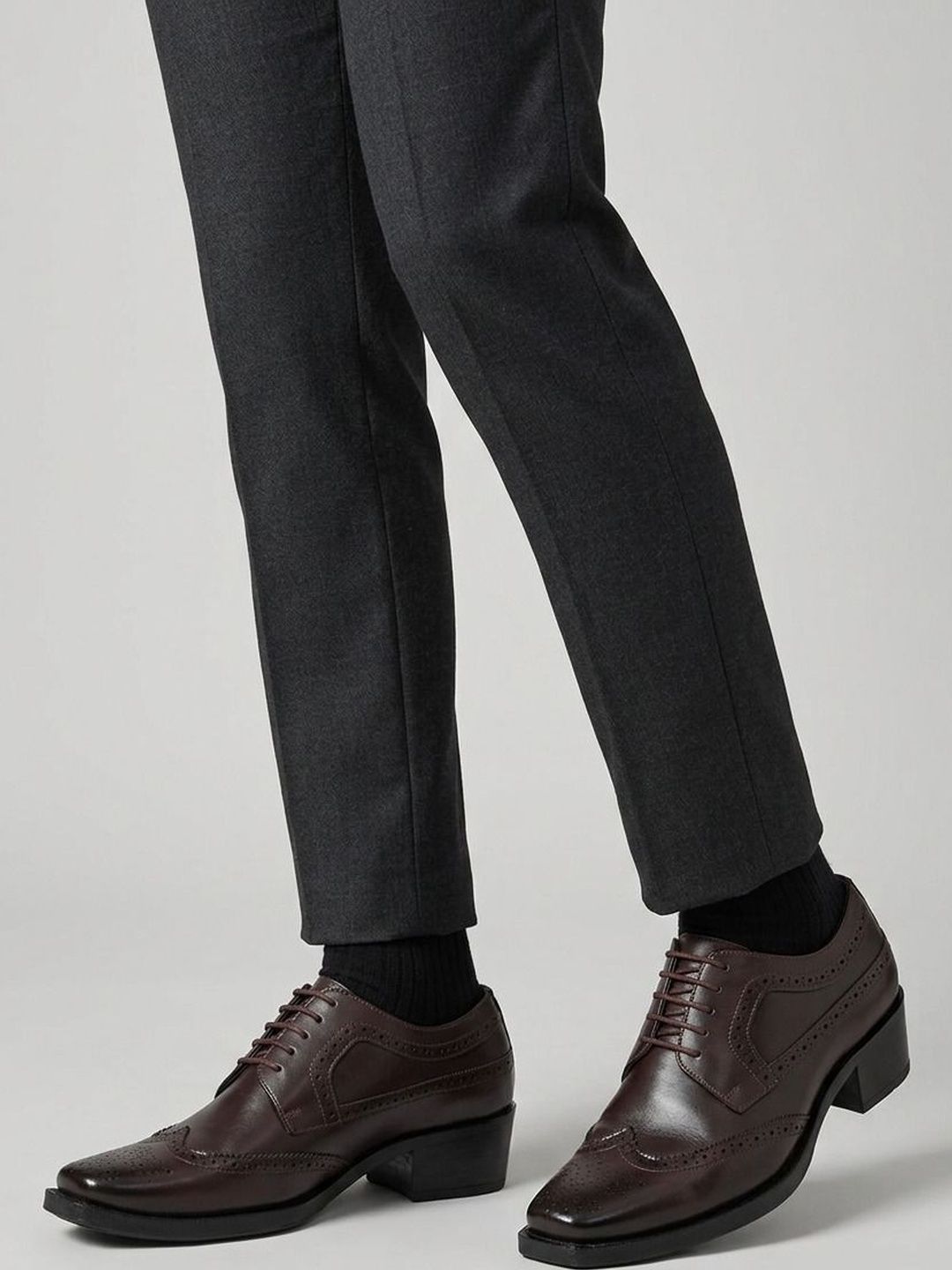 HERE&NOW Men Textured PU Square Toe Lace-Ups Formal Brogues-picture-57