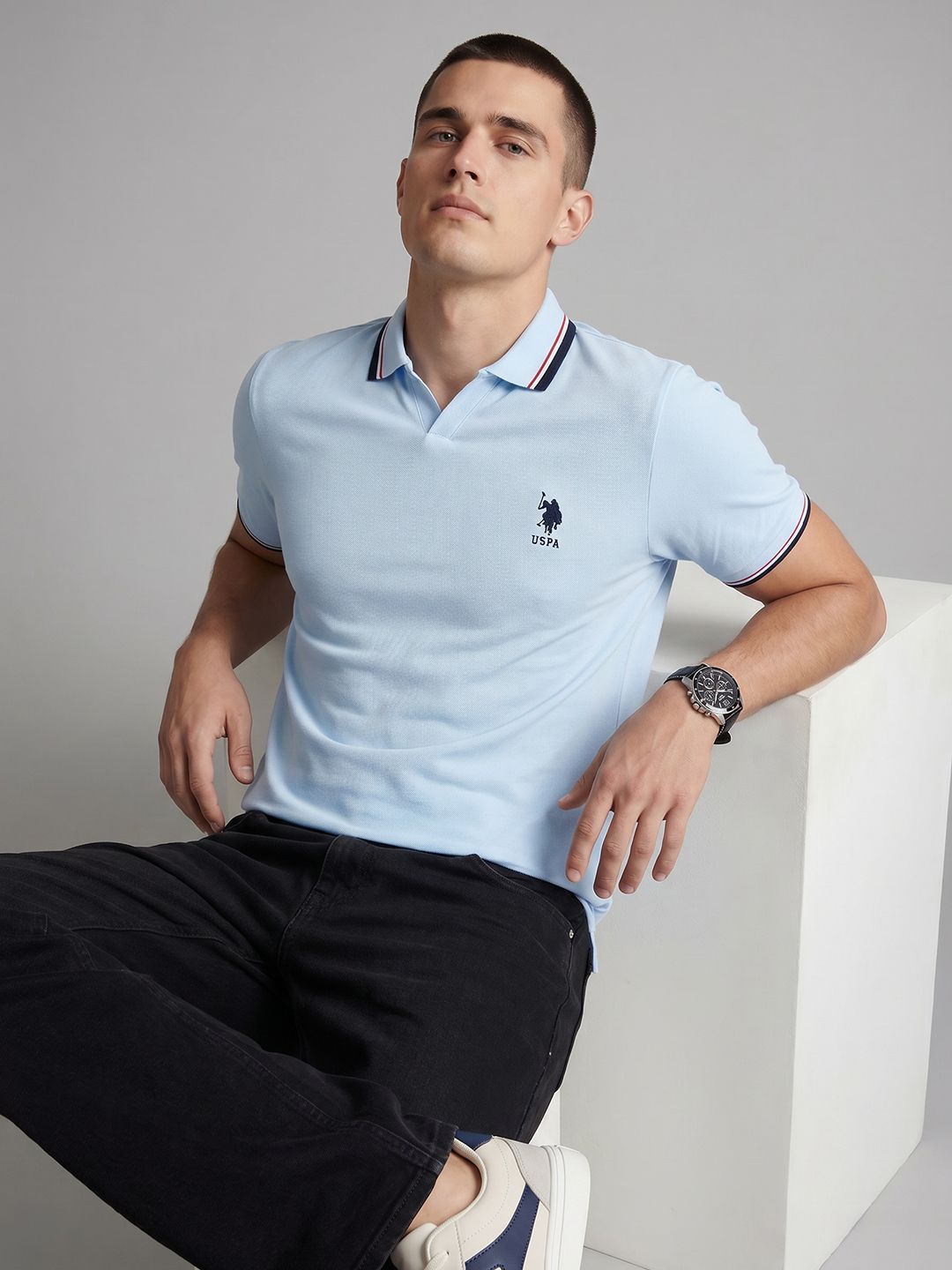 U.S. Polo Assn. U.S. Polo Assn. Polo Collar Embroidered Pure Cotton T-shirt