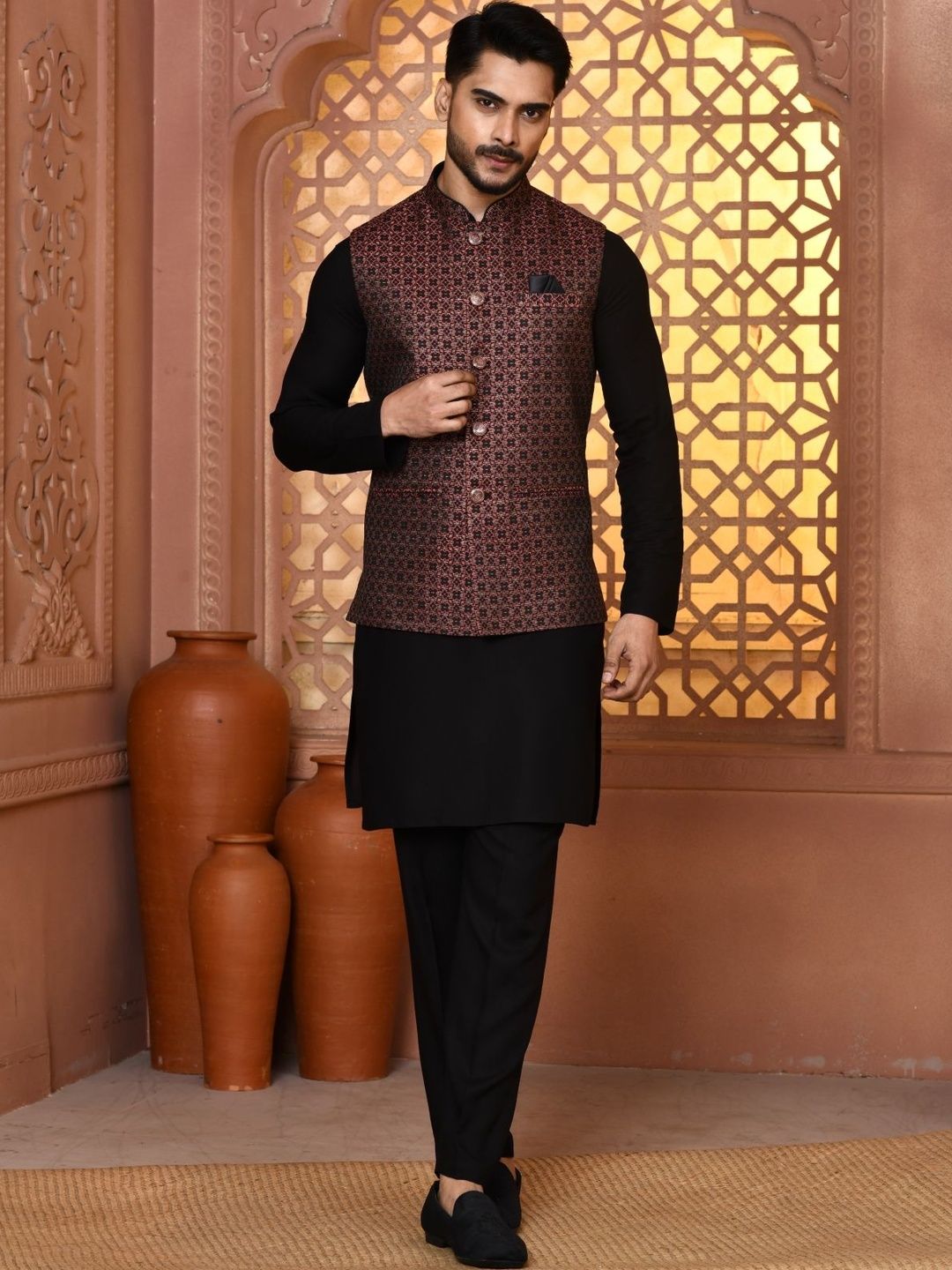 WANAS Woven Design Woven Nehru Jacket-picture-50