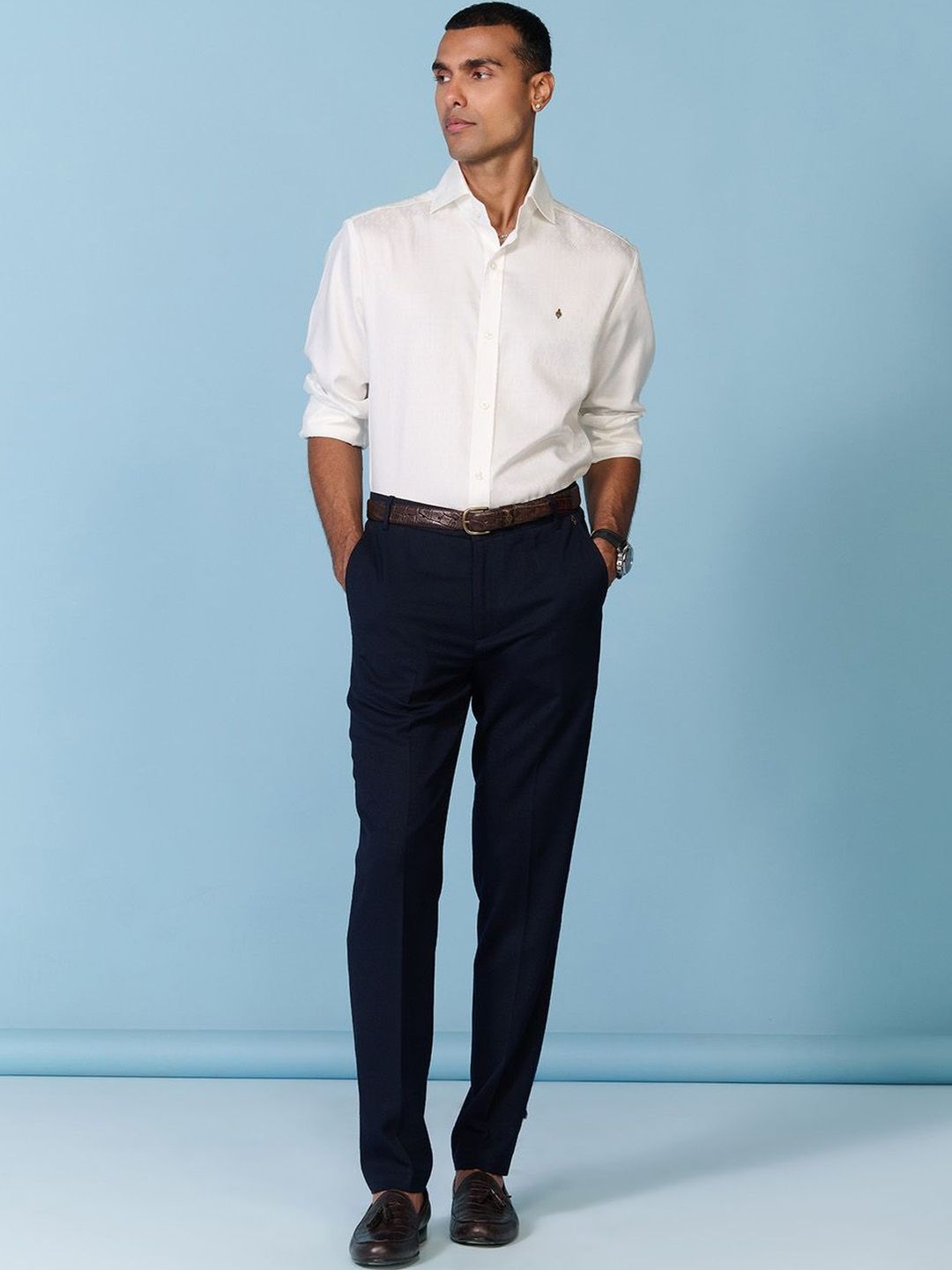 S&N by Shantnu Nikhil Men Tailored Slim Fit Trousers-picture-30