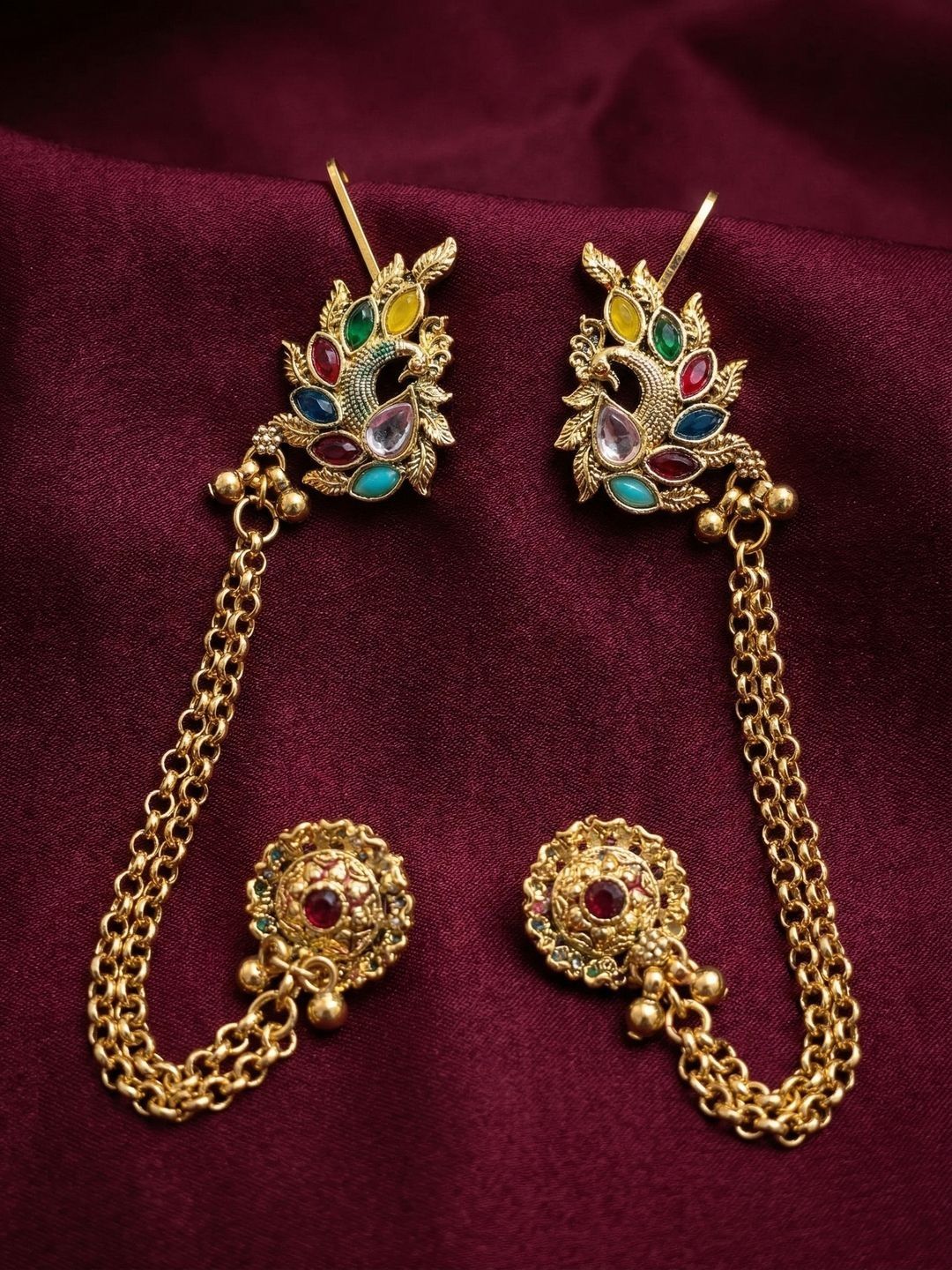 Nui Peacock Shaped Ear Cuff Earrings-picture-52