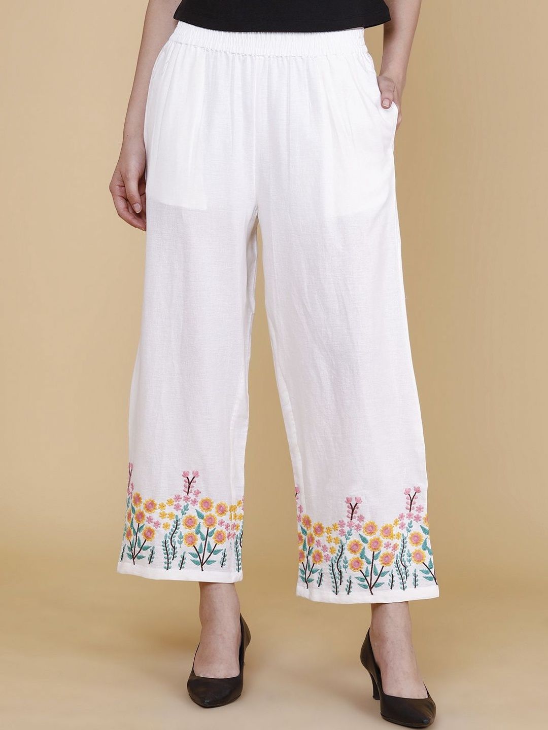 LIMEROAD Women Floral Embroidered Trousers-picture-43