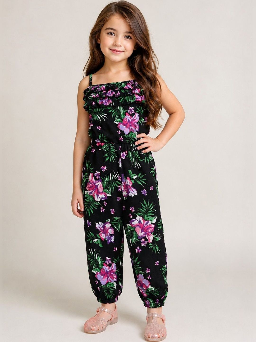YK Girls Strapless Printed Basic Jumpsuit-image-22