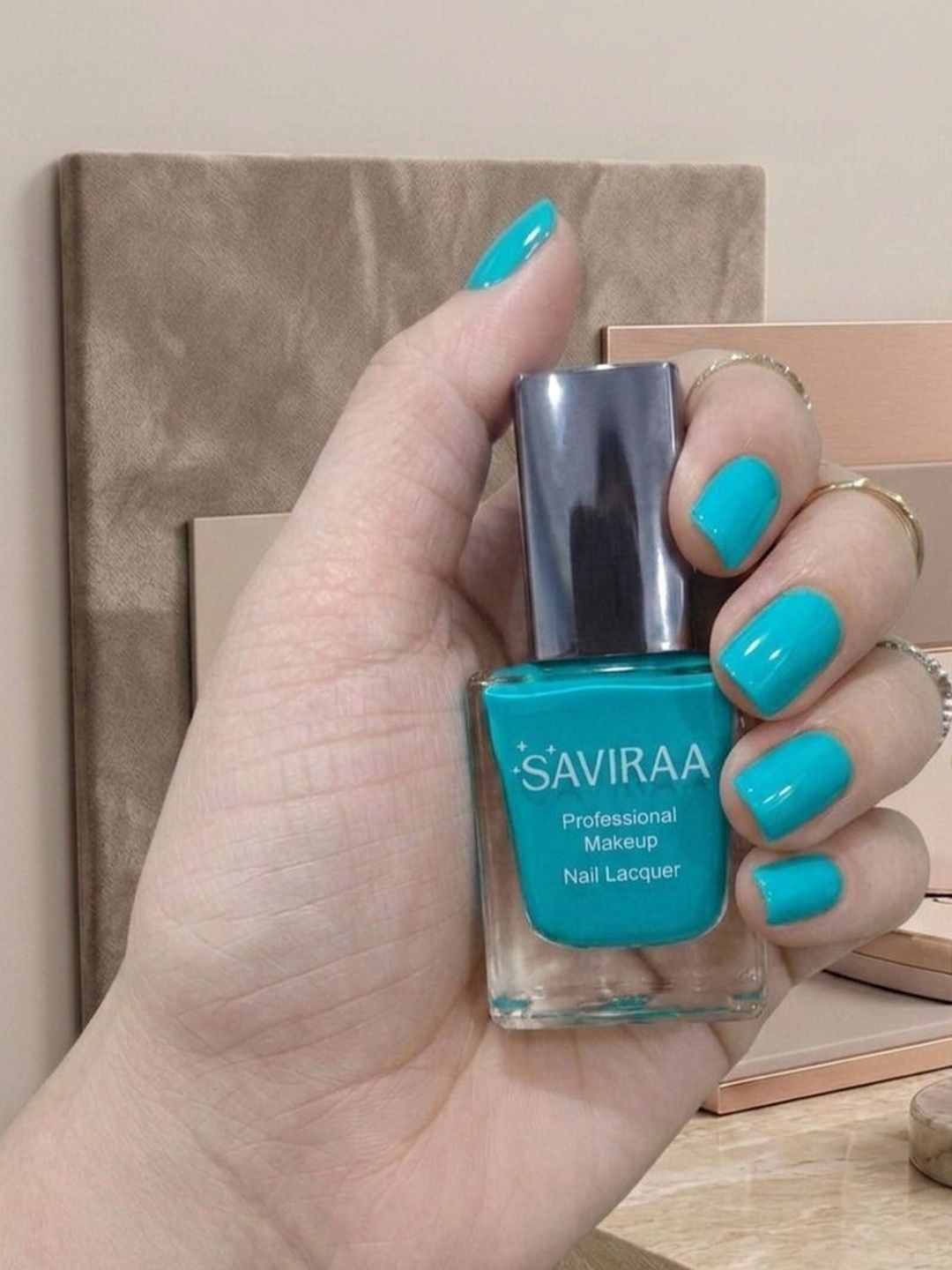 SAVIRAA Long Lasting Nail Polish - 10 ml - Turquoise Blue-picture-17