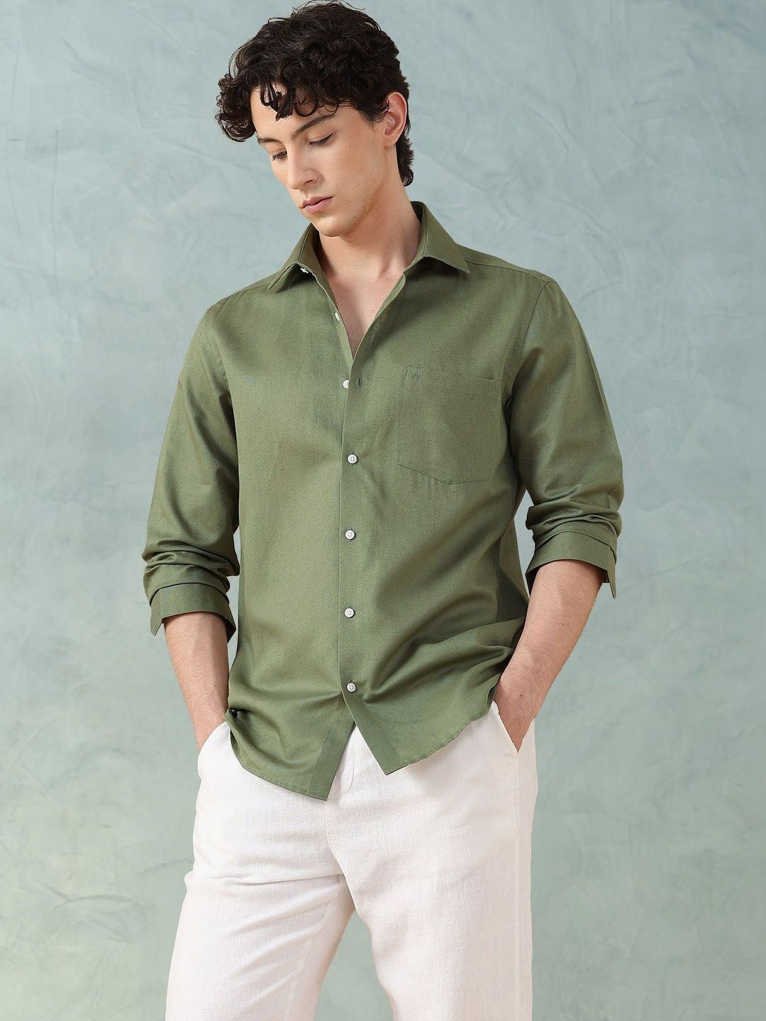 arrow Cotton Linen Solid Slim Fit Shirt-picture-10