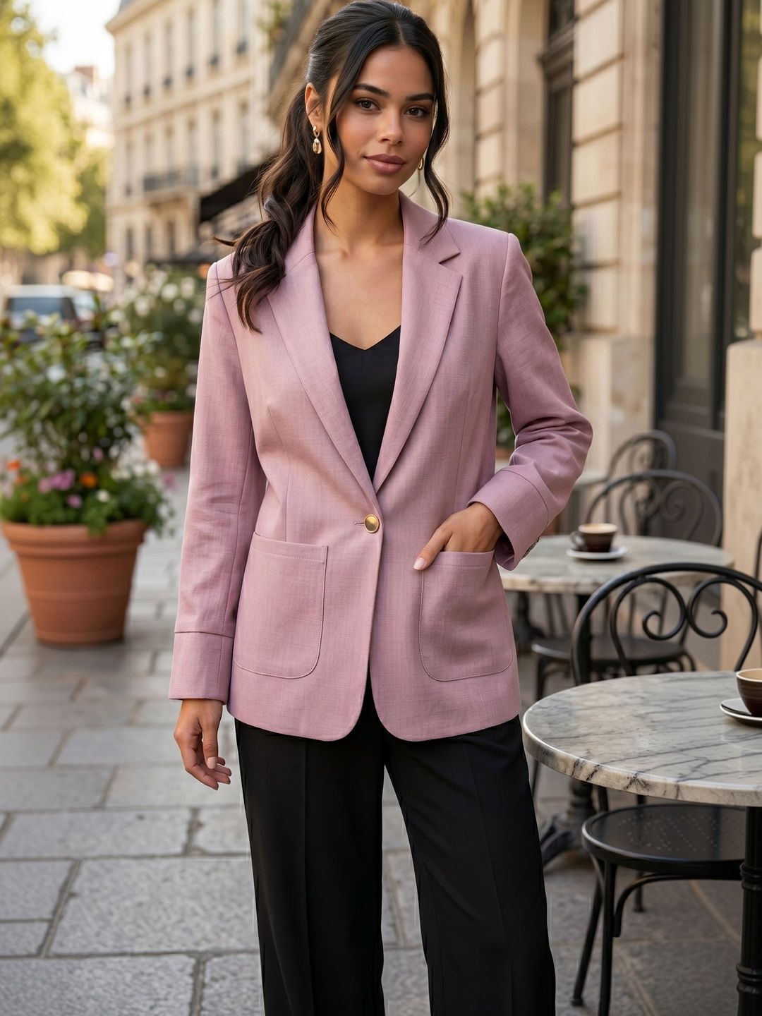 THE FASHION HUB Notched Lapel Single-Breasted Casual Blazers-picture-34