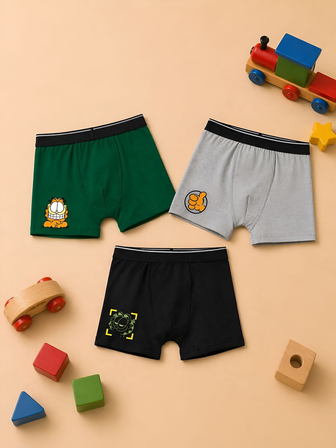 Button Bear Boys Pack of 3 Cotton Printed Trunks-picture-32