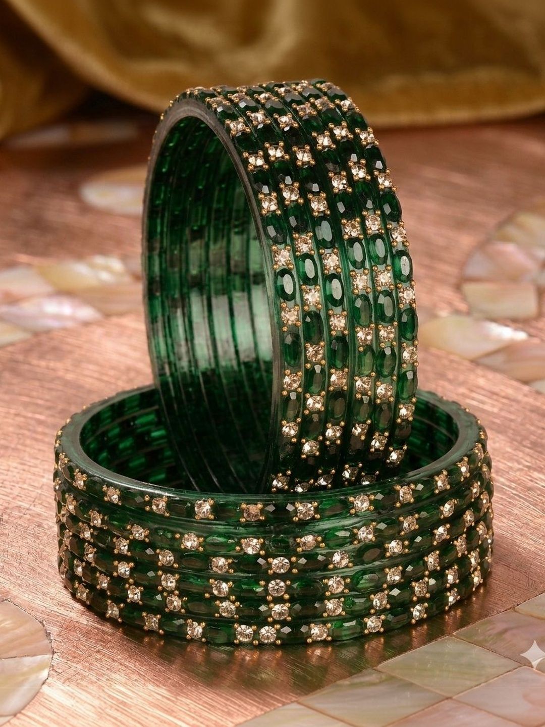 Swara Creations Set Of 12 Glass Zircon Studded Bangles-picture-50