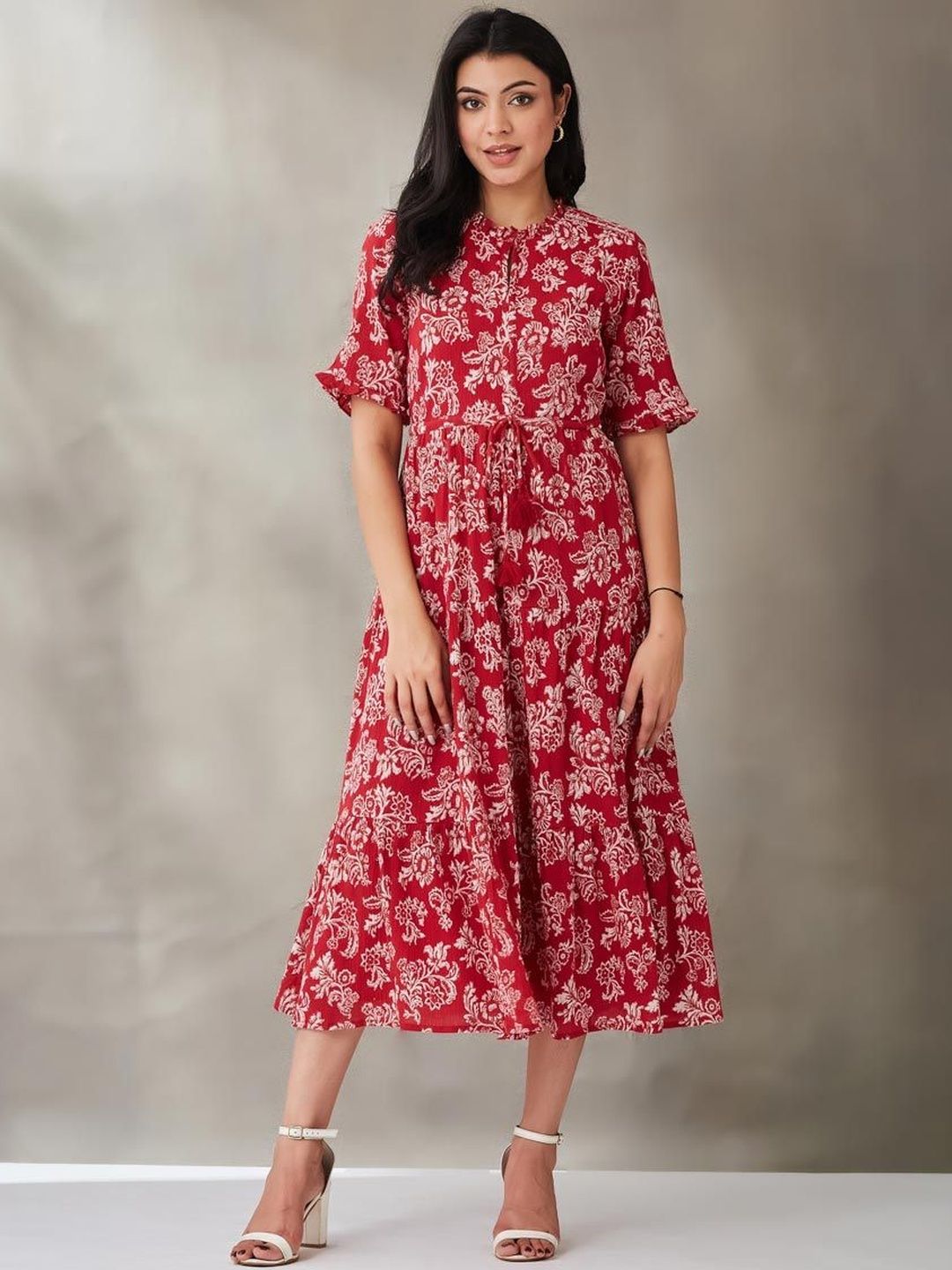 Fabindia Floral Print A-Line Midi Dress-picture-12
