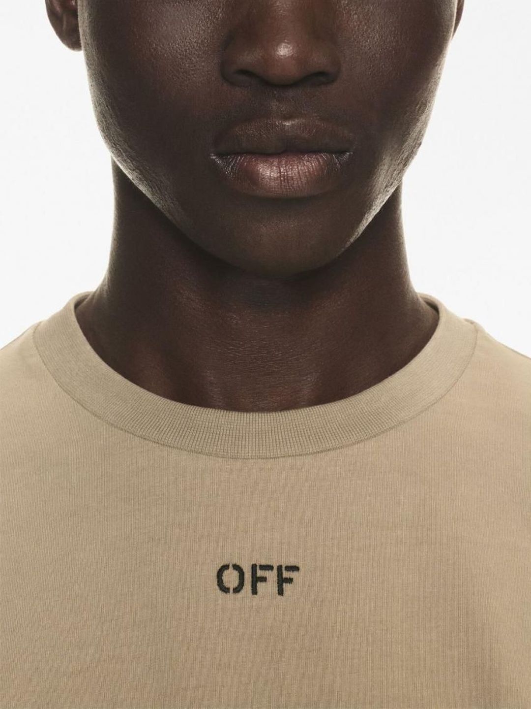 Off-White Beige Logo Print T-Shirt-image-28
