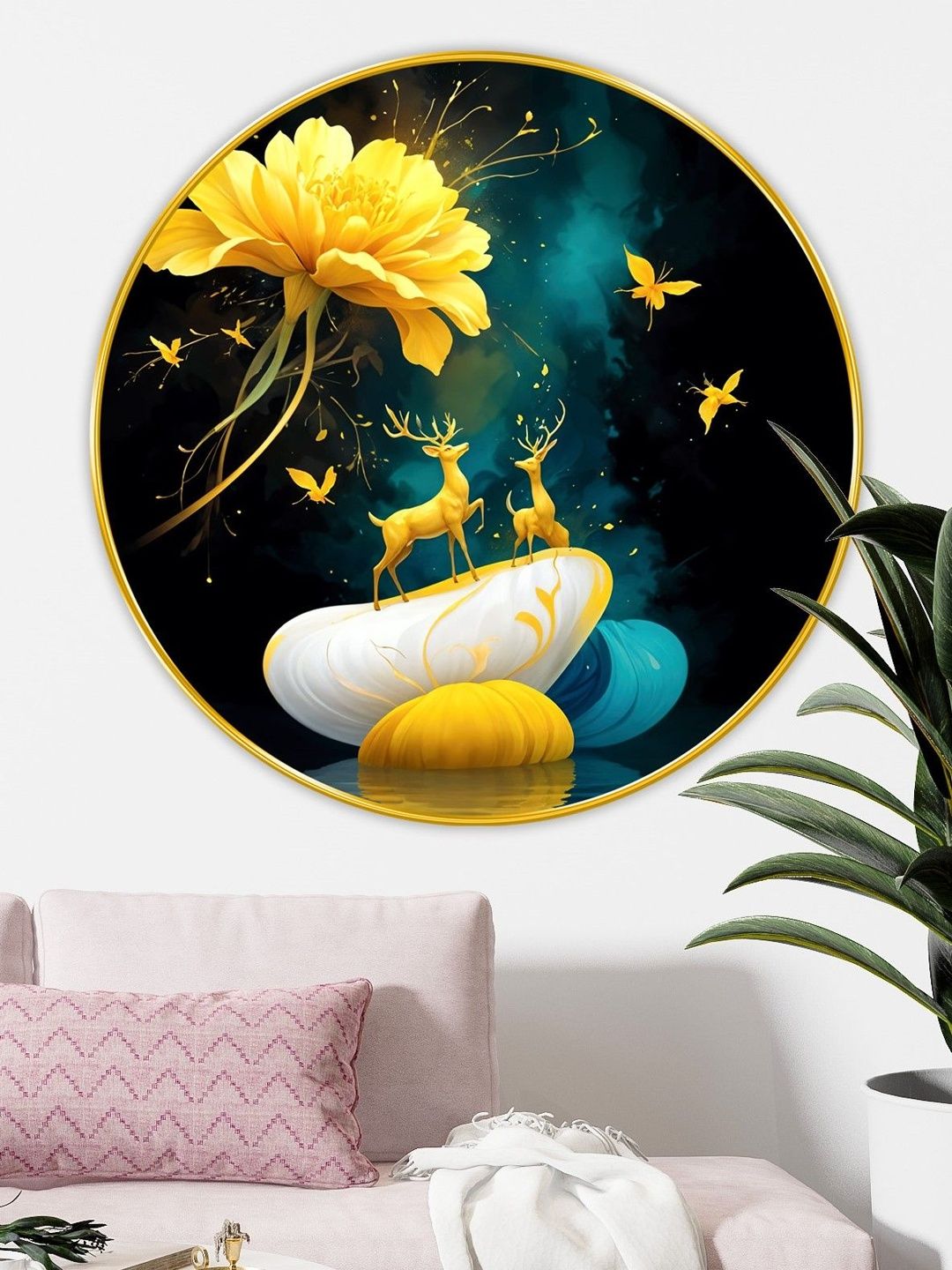 Myntra Elegant Homes Black MDF Contemporary Round Wall Painting-picture-32