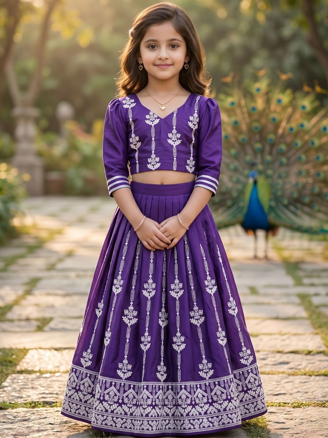 KALINI Girls Embroidered Thread Work Ready to Wear Lehenga &-picture-46