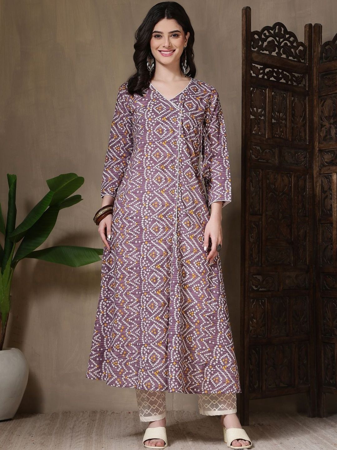 Kalphem Kalphem Women Bandhani Printed Anarkali Kurta