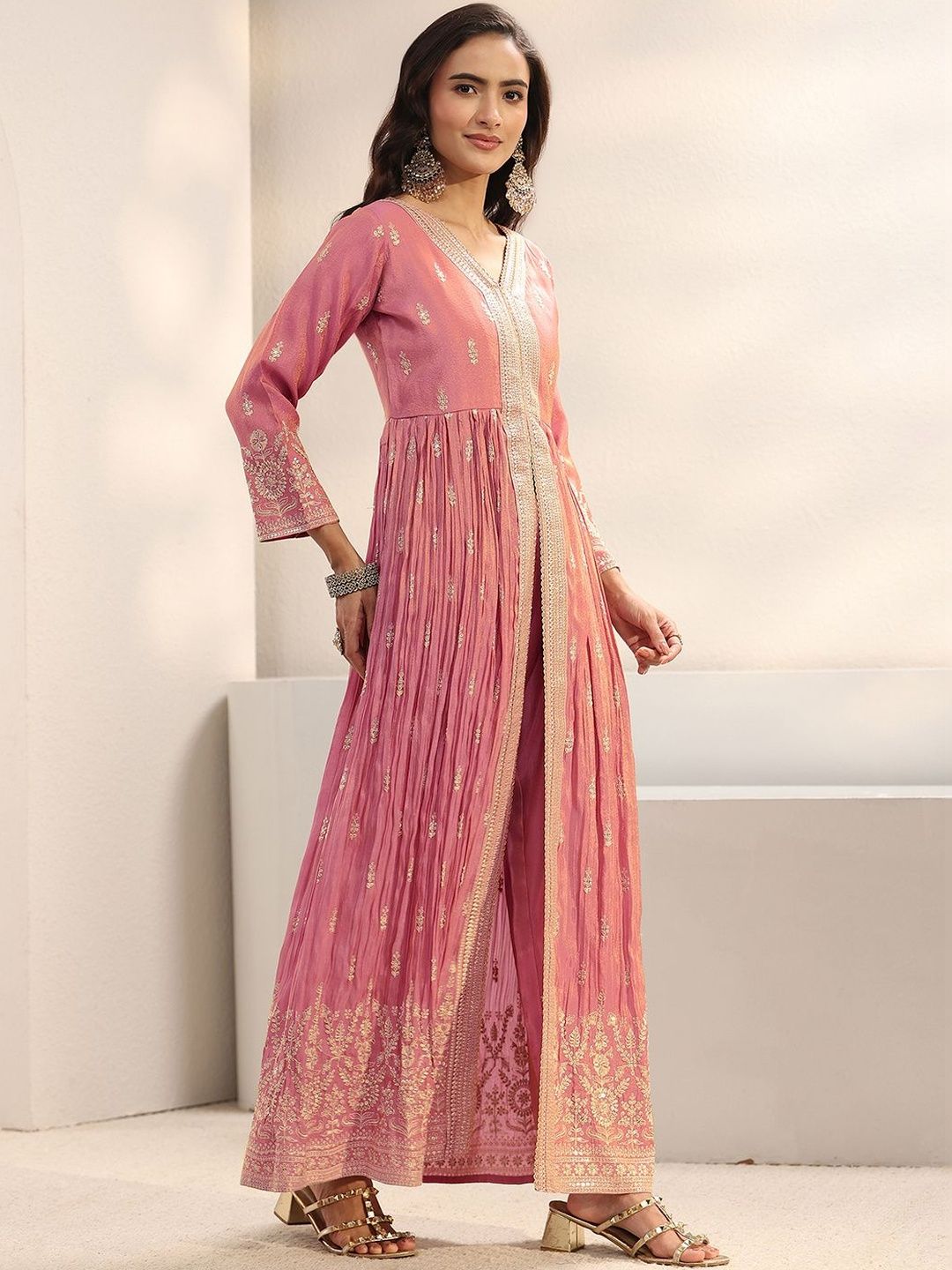 Libas Art Women Ethnic Motifs Printed Panelled Gotta Patti Kurta with Trousers & With Dupatta-picture-41