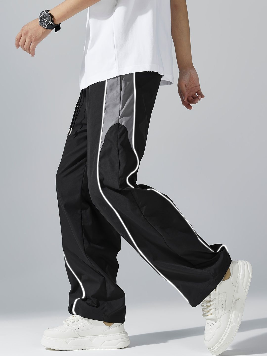 QUTUN Men Straight Fit Colourblocked Track Pants-picture-56