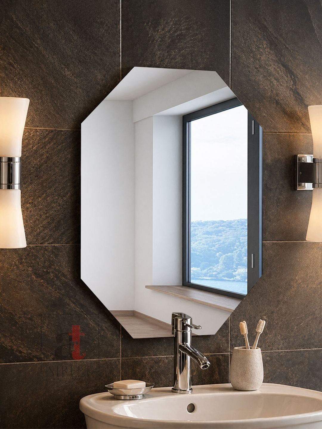 Art Street Transparent Octagon Glass Wall Mirror-image-25