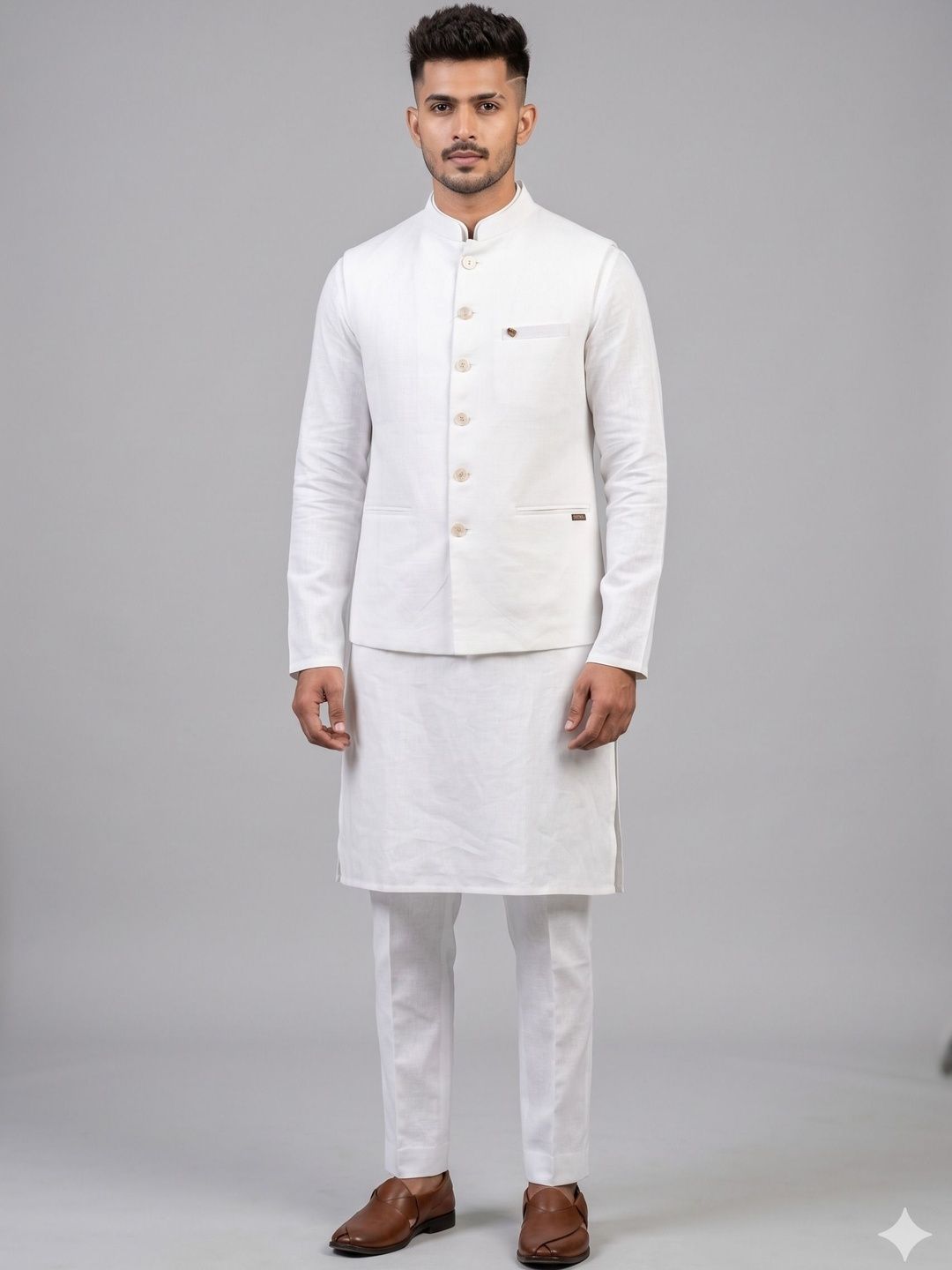 A LOYAL Linen Woven Nehru Jackets-picture-10