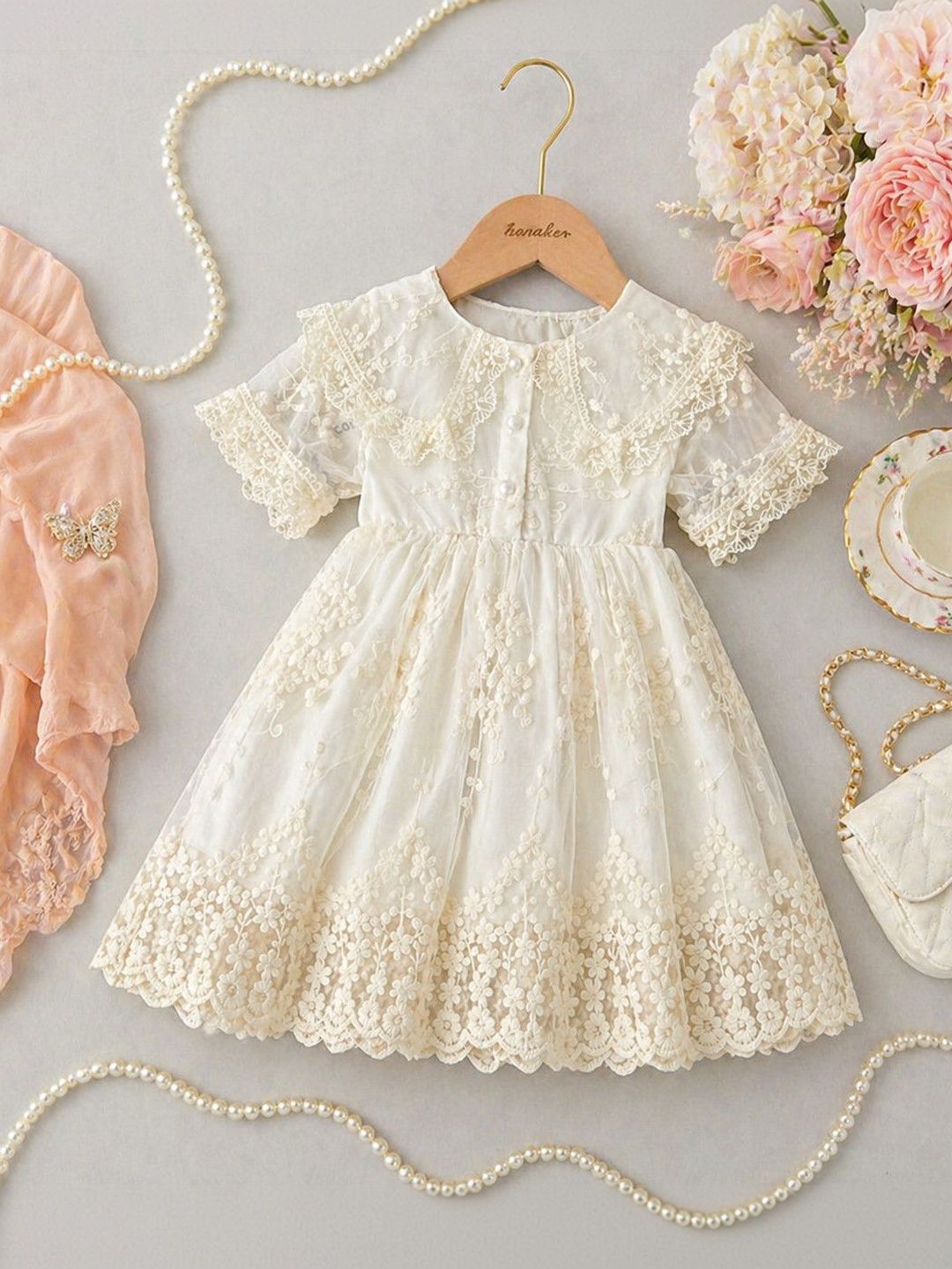 Sparklepop Floral Embroidered Puff Sleeve Fit & Flare Midi Dress-picture-35