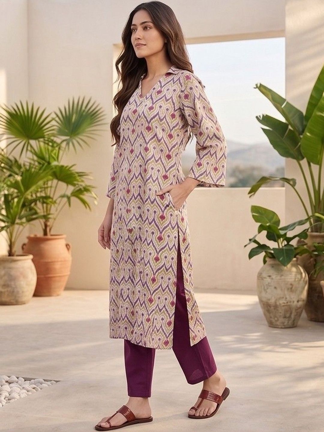 Varanga Women Ethnic Motifs Printed Regular Kurta with Trousers-image-15