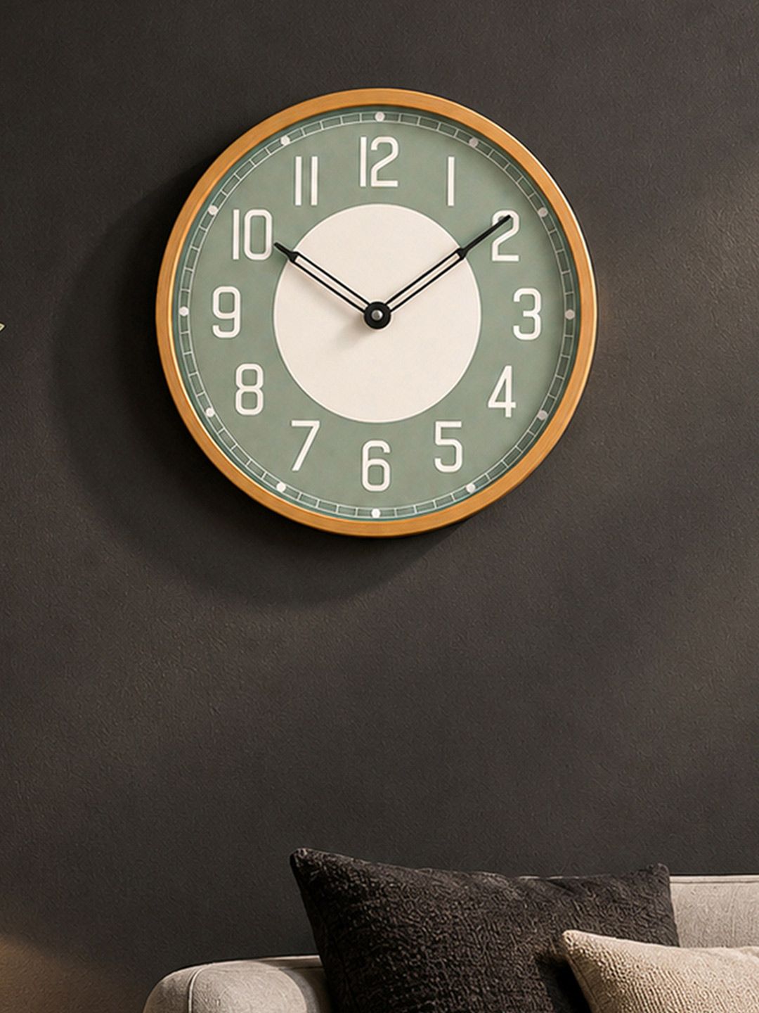 MARKET99 Green & White Modern Sage Minimalist Wall Clock-image-37