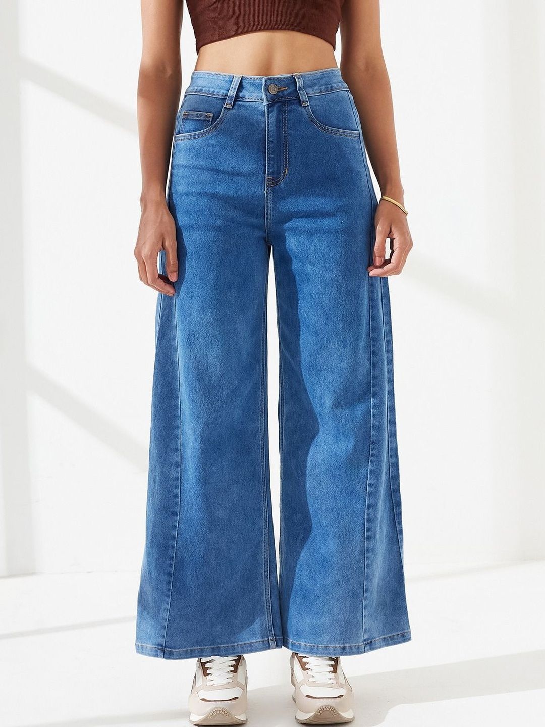 DOLCE CRUDO Women Wide Leg High-Rise Stretchable Jeans-picture-25