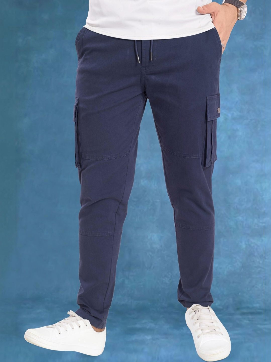 R.Code by The Roadster Life Co. Men Relaxed Straight Leg Easy Wash Cargos Trousers-image-39