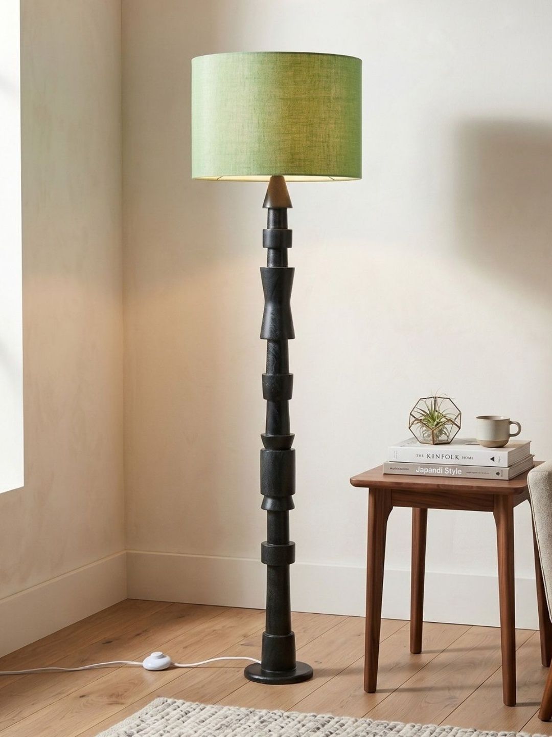 FREEDOM TREE Green & Charcoal Wooden Cylinder Floor Lamps-picture-25
