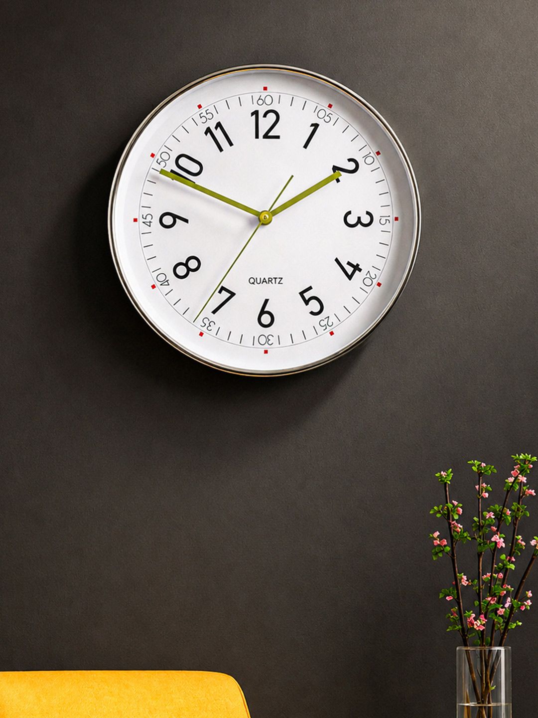 MARKET99 Sleek White & Gold-Toned Stylish Plastic Wall Clock-picture-18