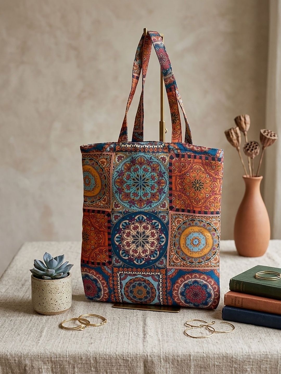 HERE&NOW Ethnic Motifs Printed Shopper Tote Bag-picture-27